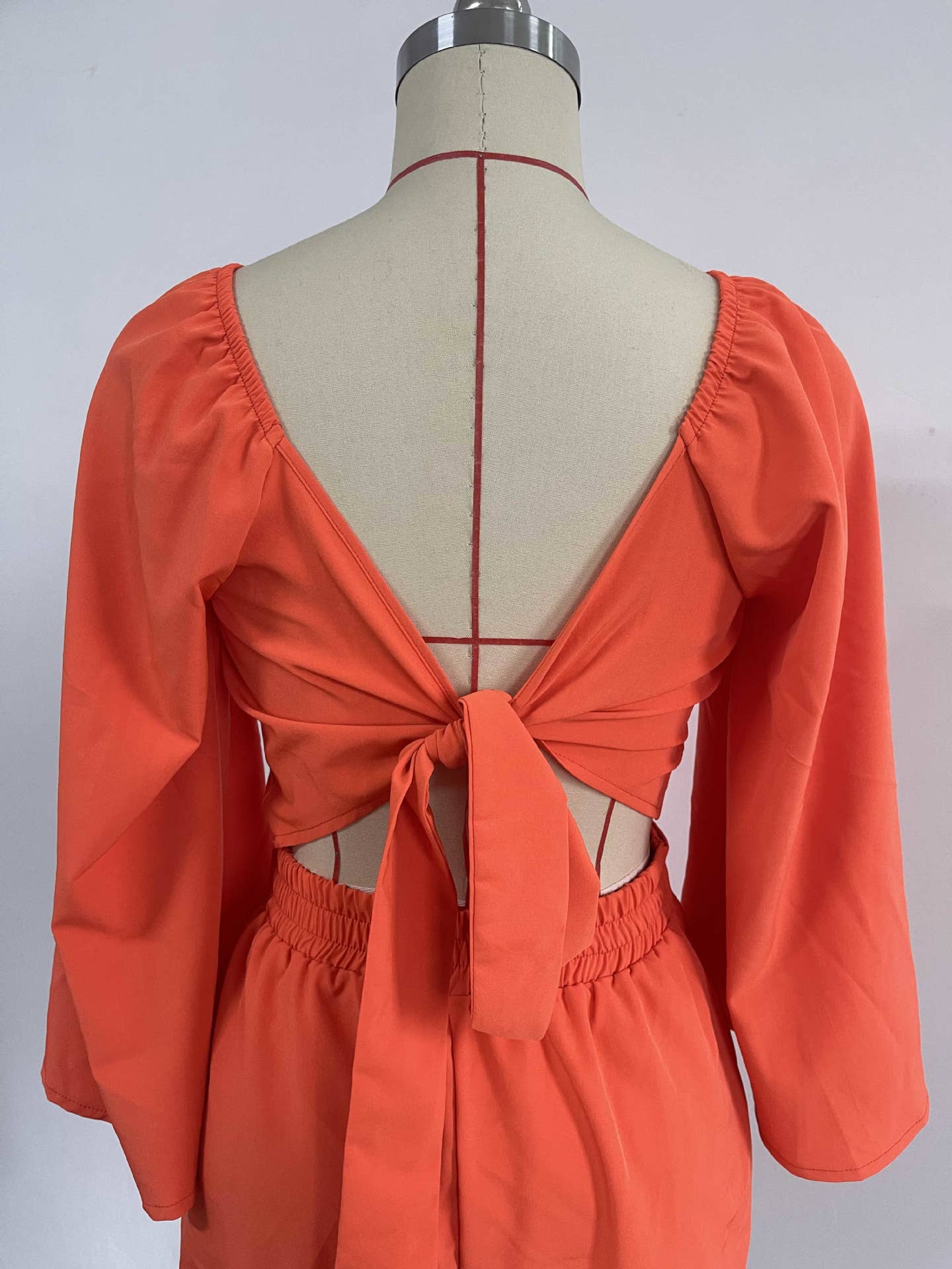 HIDDENBRAND - Wholesale Top & Short Set (NOT Loungewear) - Women's - Ruffled sleeves tie back neck tpo 2 piece short set outfits5