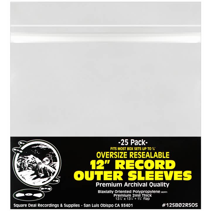 12 „Premium Oversize Resealable LP Box Set Record Sleeves for engroshandel hos Square Deal Recordings & Supplies
