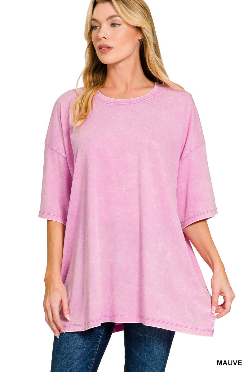 42POPS - Wholesale Knit Top - Women's - `.Acid Wash Cotton Oversized Tee37