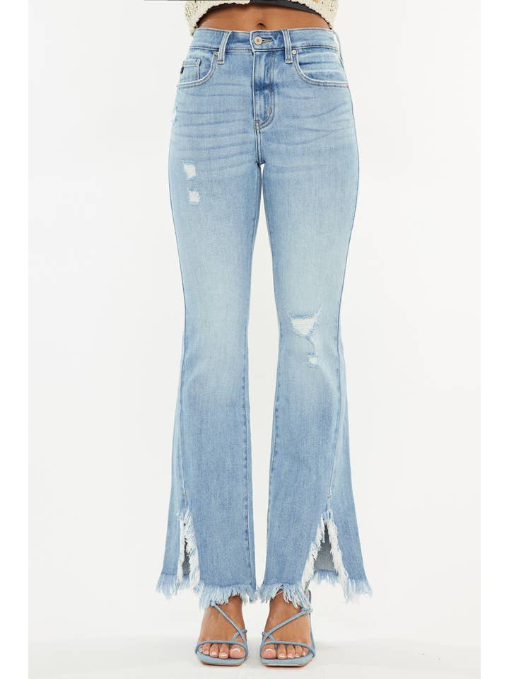 LIGHT OPEN PACK HIGH RISE LEG DISTRESS BOOTCUT JEANS-KC9349L for wholesale on Faire5