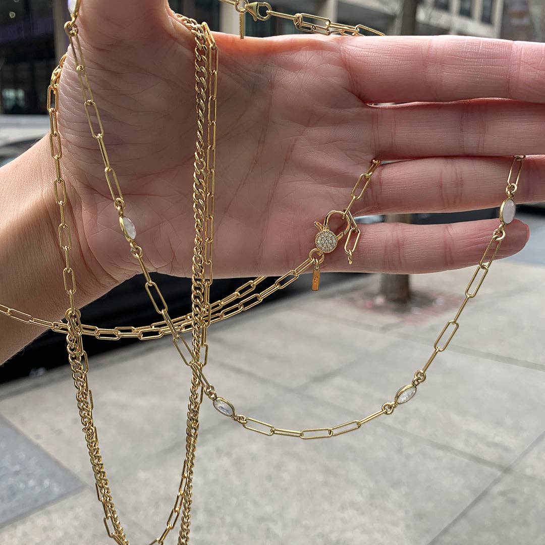 Adornia - Wholesale Link & Chain Necklace - Paper Clip Oval Link Layering Necklace silver gold6