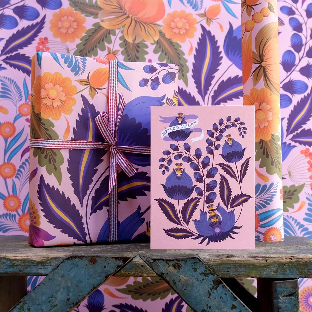 Printer Johnson Ltd - Vendita all'ingrosso Carta da regalo in fogli - Arte Popolare di Petrykivka | Carta da regalo, carta da imballaggio | Floreale3