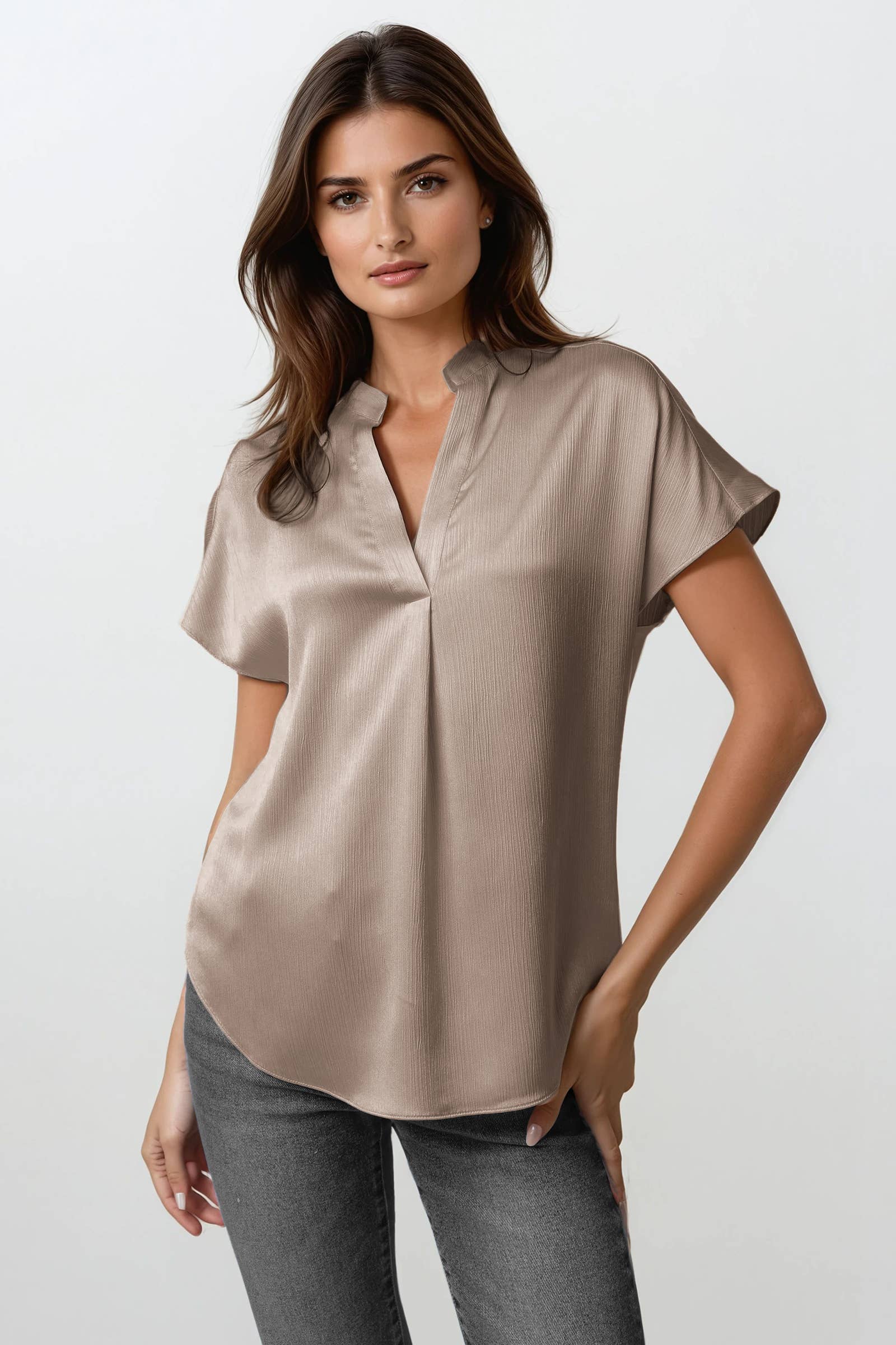 Naked Zebra – Engroshandel Bluse - Dame – Skjortebluse i rynket satin8