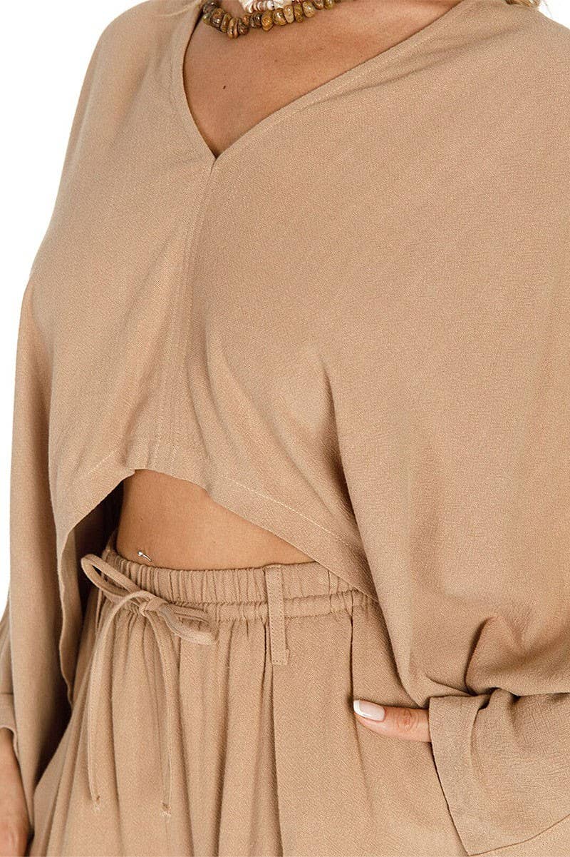 ROUSSEAU - Vente Ensemble haut et pantalon (PAS d'intérieur) - Femme - ENSEMBLE EN LIN AVEC HAUT COURT À MANCHES LONGUES ET PANTALON LARGE7