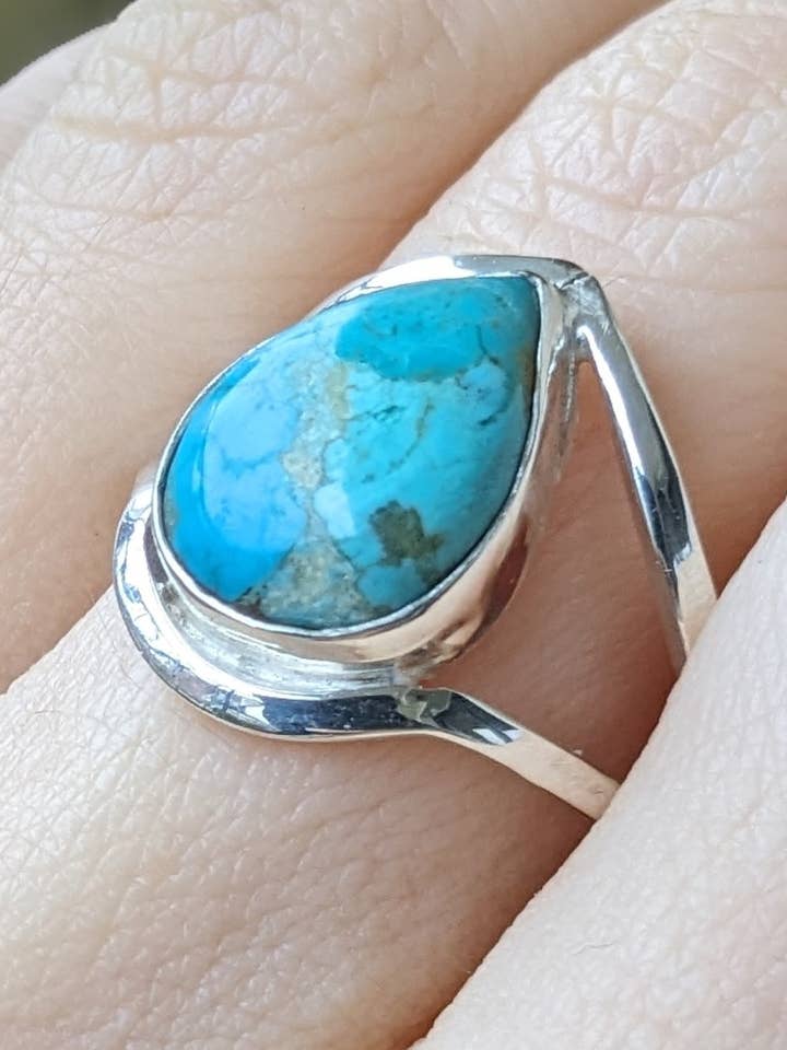 Turquoise and Sterling Silver Ring T58 for wholesale by Le Tourbillon Minéral