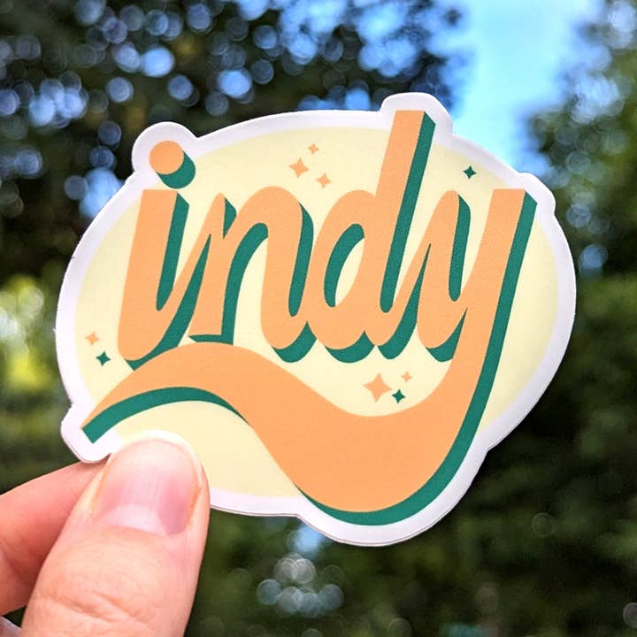 Bolts and Stars - Wholesale Sticker - Yellow Indy Hand-Lettered Sticker0