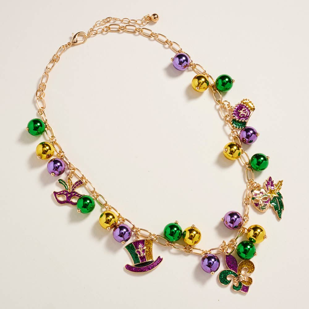 Sensibling Corp. - Wholesale Pendant/Charm Necklace - Mardi Gras Charm Beads Statement Necklace2