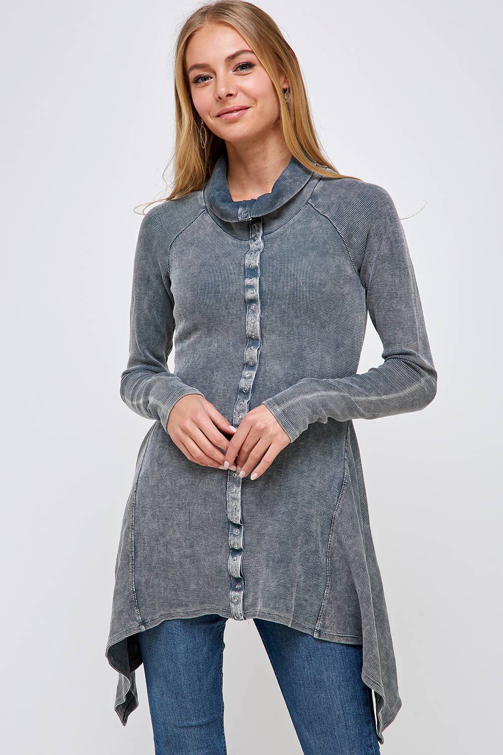 Urban X Apparel – Blusão - Mulher por atacado – Jaqueta térmica de botão lavado Urban X L/S com gola38