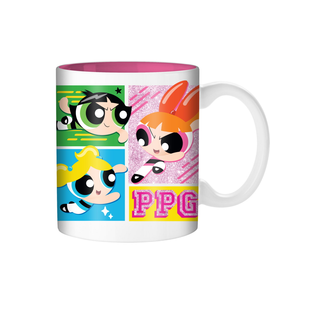 Silver Buffalo - Vente Tasse à café - Tasse en céramique POWERPUFF GIRLS TRIO CHARACTER GRID Glitter 20 oz0