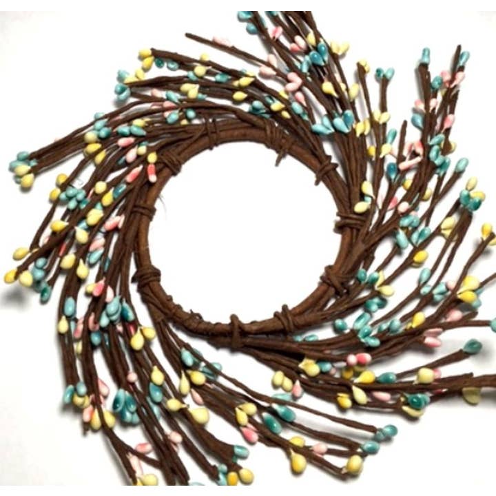Rice Berry Candle Ring 7.5In Dia (3.4In Rim), Hw, Light Teal for wholesale by KMI International Corp.