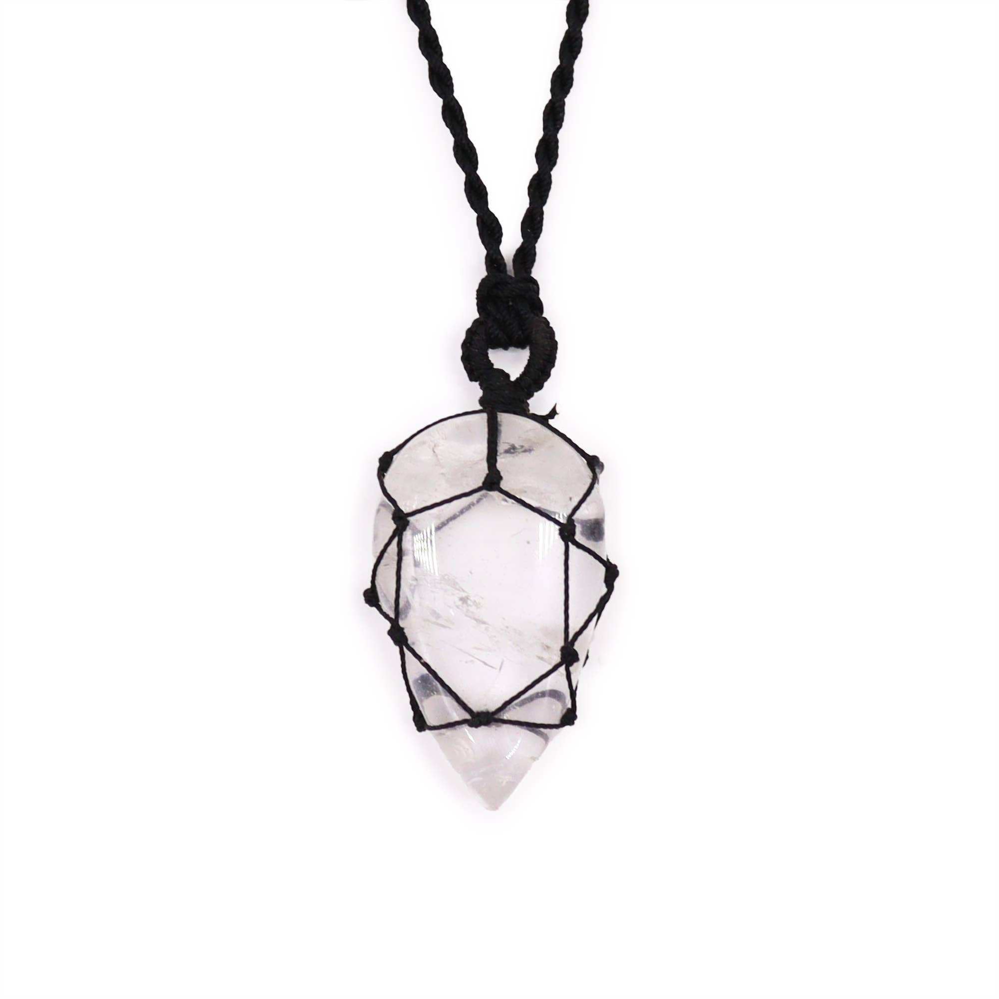 Ancient Wisdom – wholesale Pendant/charm necklace – Laced Gemstone Teardrop Pendant - Rock Quartz0
