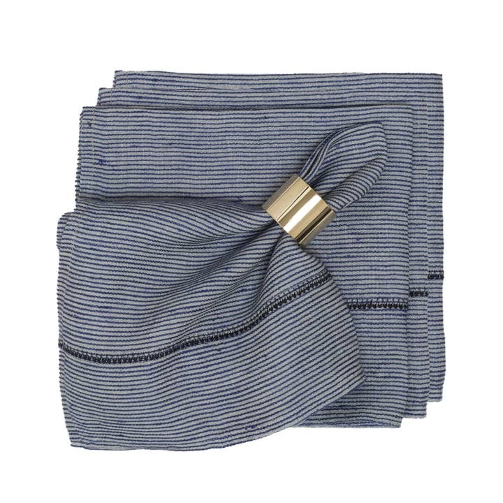 Caravan Home – wholesale Dinner & cloth napkin – Linen Stitch Chambray Stripe Napkins 20x20 - Set of 4