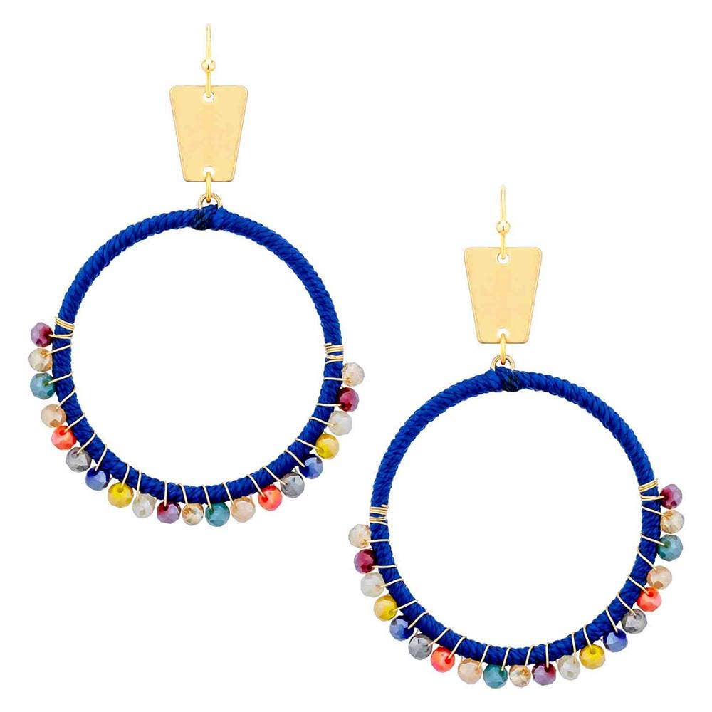 anbfashion – Engroshandel Hængeøreringe og creoløreringe – TRÅD GLASPERLE METAL CIRKEL ØRERING CE-33755