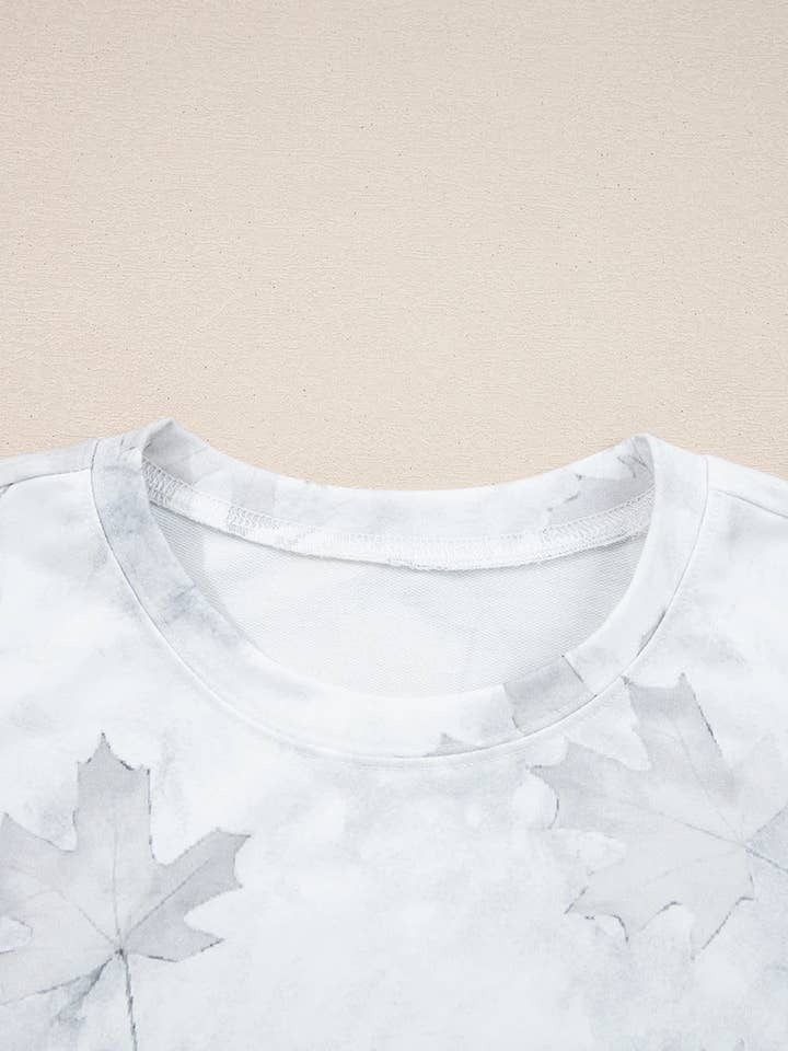 Beige Camo Print Lounge Pullover and Elastic Waist Short Set for wholesale on Faire9