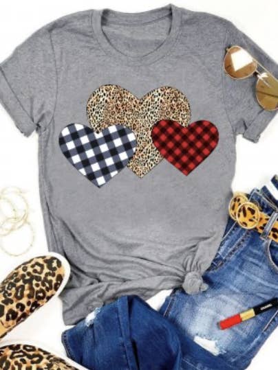 Plaid Leopard Heart Valentine's Day Top for wholesale by Tracie's