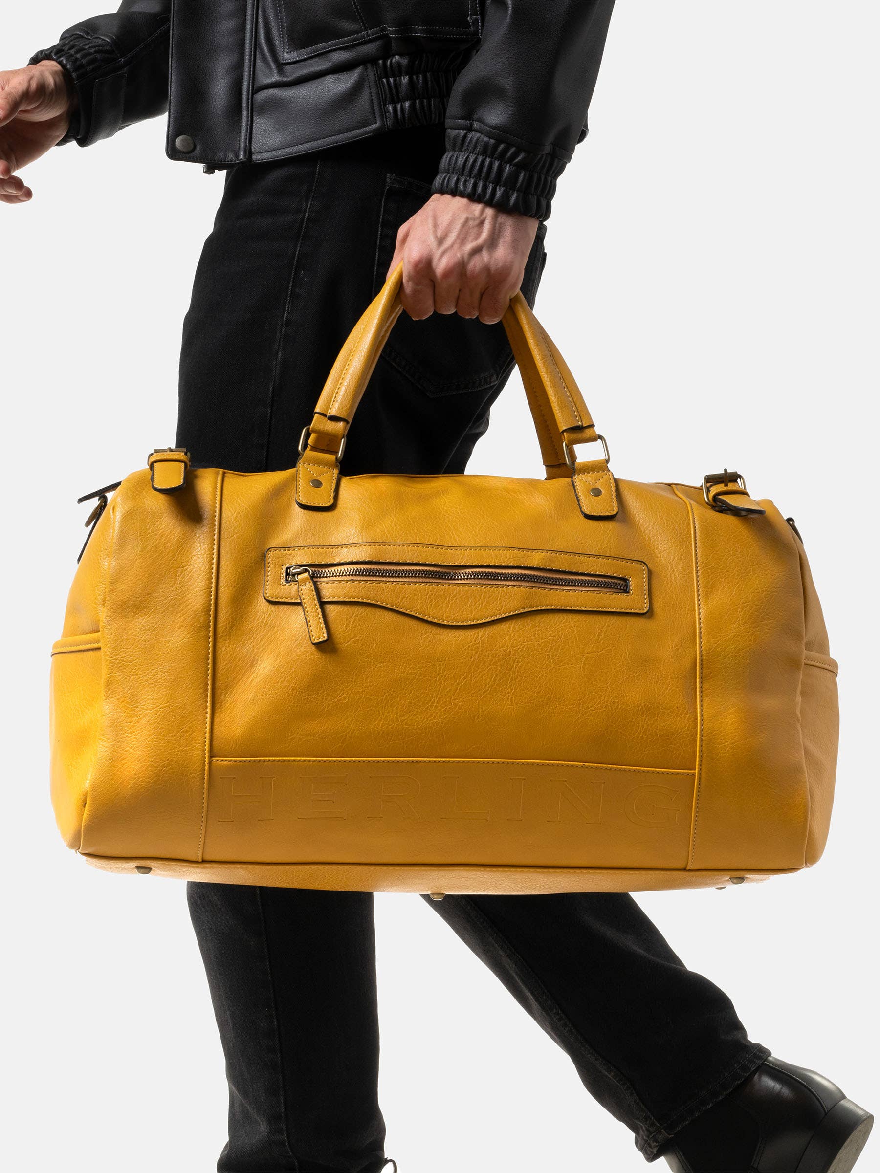 Herling – Saco de viagem - Unissexo por atacado – Herling - Bolsa de viagem vintage grande em couro PU32