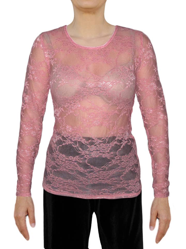 Ooh la la – Großhandel Bluse – Damen – Ooh La La Longsleeve aus Stretch-Spitze1