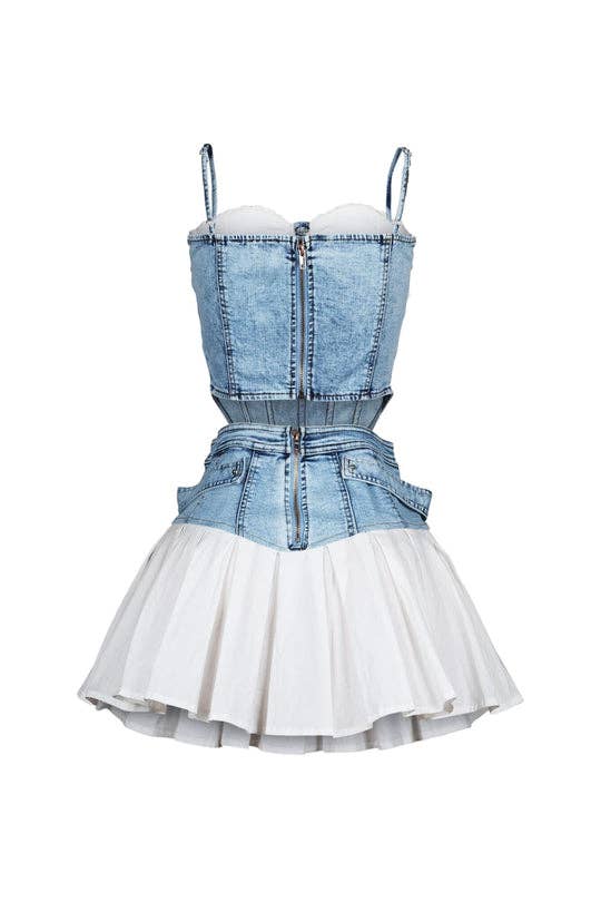 DENIM BUSTIER AND SKIRT SET for wholesale on Faire2