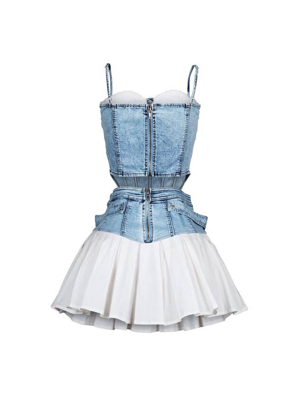 DENIM BUSTIER AND SKIRT SET for wholesale on Faire2