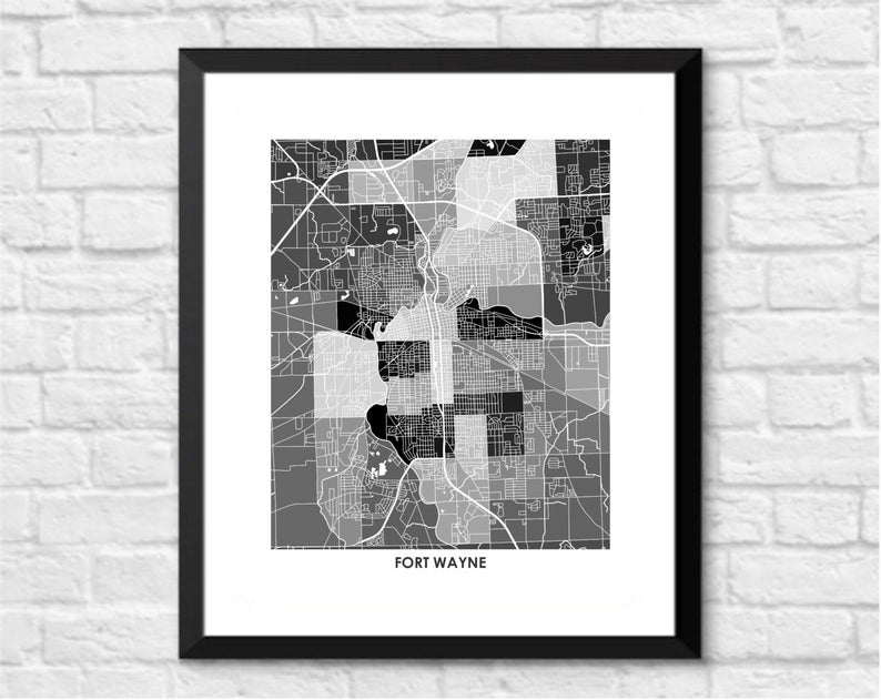 Juanita's Adventures - Wholesale Art Print - Juanitas Fort Wayne Map Print2