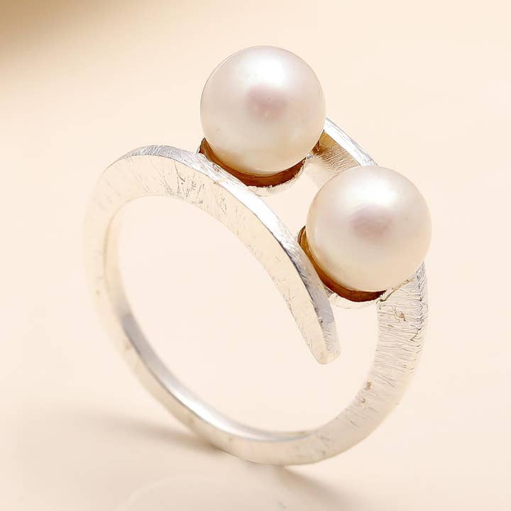 925 Silver Pearl Wrap Open Ring for wholesale by AG 925 JEWELLERY