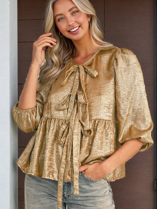 Gold Bowtie Blouse for wholesale on Faire1