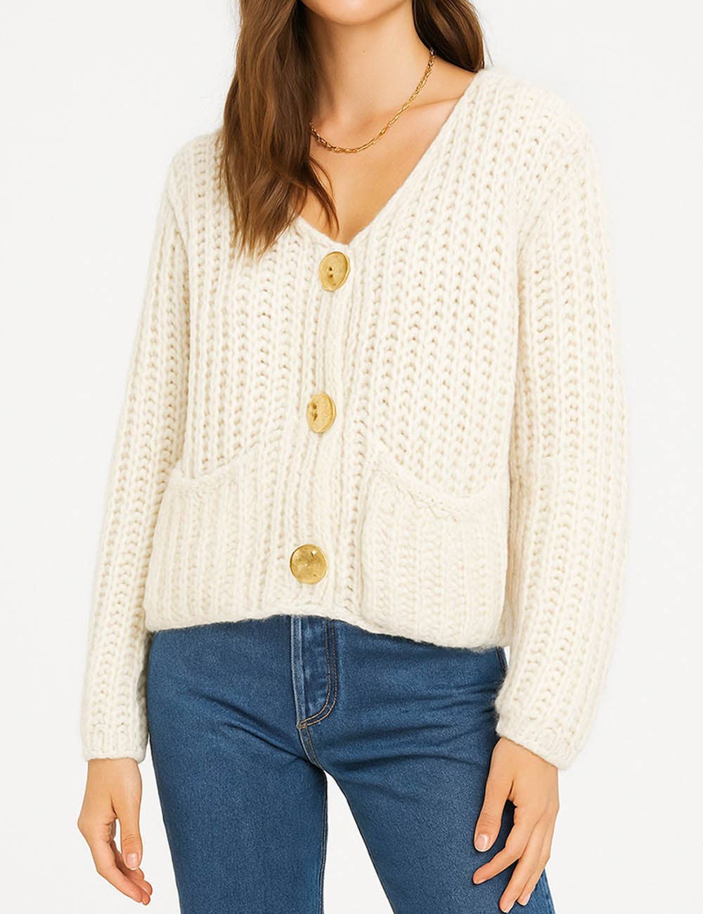 Sweetkama - Vente Cardigan – femme - Cardigan épais uni tendance pour femmes SKT46379