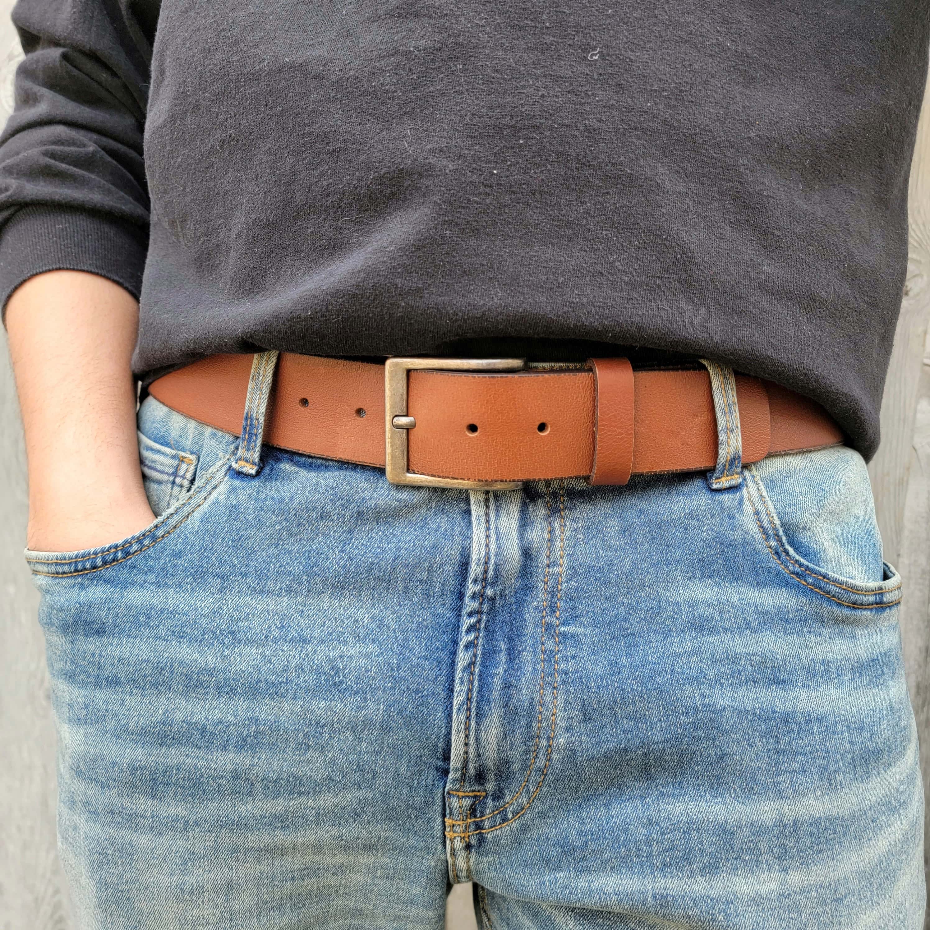 NAB LEATHER - Wholesale Belt - Unisex - The Long Haul Belt - Classic Cognac 100% Real Leather Belt3