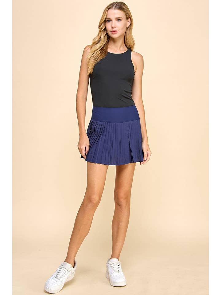 Navy CS3653S-Pleated Athletic Skirt for wholesale on Faire4