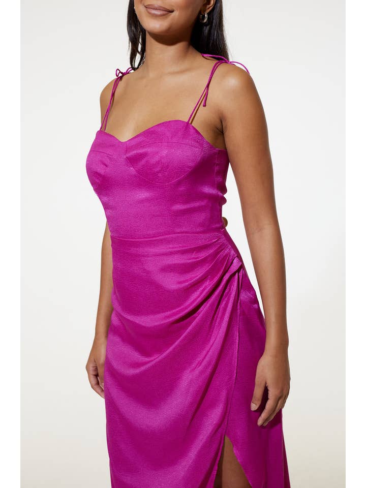 Samsara London - Wholesale Jurk - Dames - Elena-jurk in gerecyclede roze slangenjacquard1