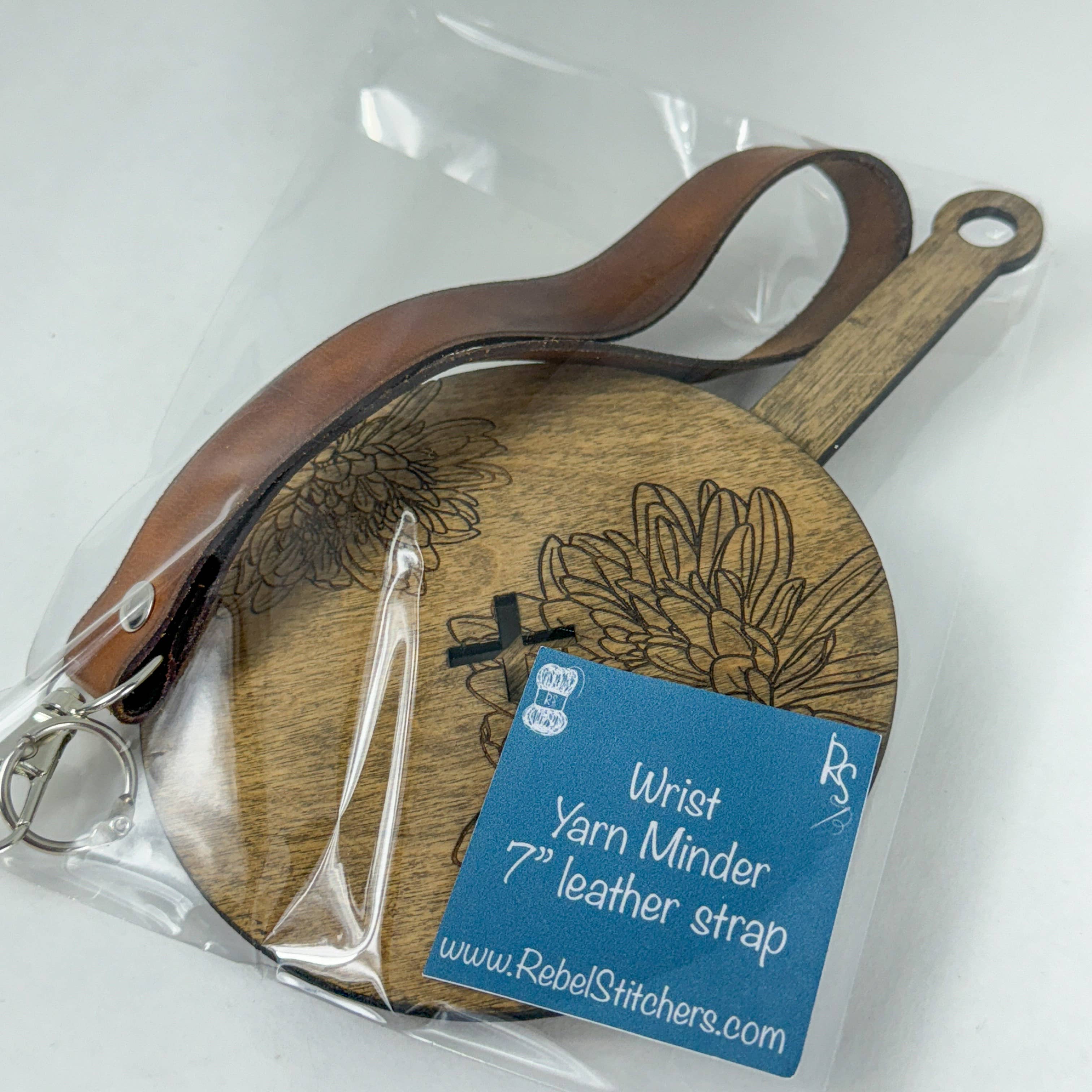 Art by Erica H & Rebel Stitchers - Wholesale Craft Tool - Wrist Yarn Minder/Holder Real Leather Strap Flowers Style 28