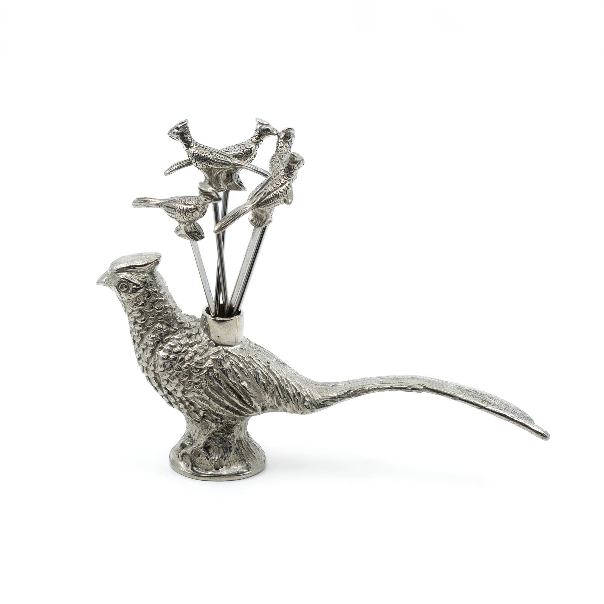 Maure Luxury Gifts - Wholesale Cocktail Pick - Pewter Pheasant Picks | Cocktail Skewer | Martini Garnish