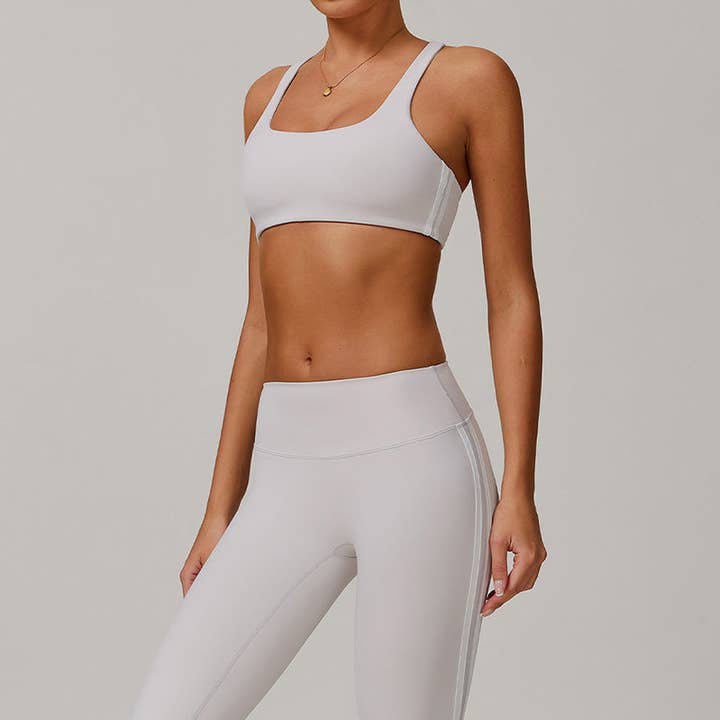 Nude Racerback contrast color yoga bra for wholesale by WONDERXFANS