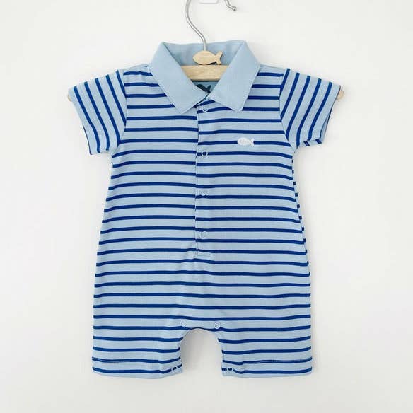 Tutina corta a righe blu scuro e chiaro per la vendita all'ingrosso da parte di Azulito US