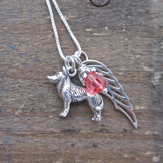 Husky Large Angel Wing Sterling Silver Necklace for wholesale by Dog Park Publishing
