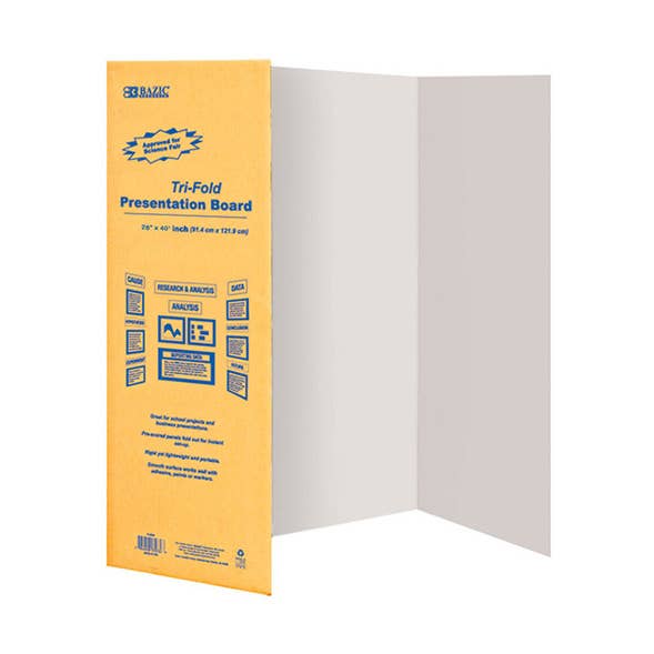 28" x 40" White Tri-Fold Corrugated Presentation Board for wholesale by Luna Office Supply - Everyday Essential