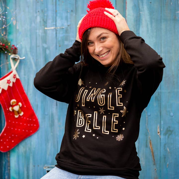 Sweatshirt Preta Jingle Belle Dourada por atacado de Percy and Nell Retail Limited