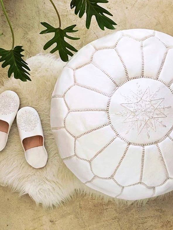 Unstuffed Moroccan Ottoman Pouf - White for wholesale by Mikwi