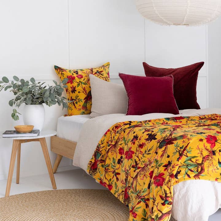 Mexican Painter Velvet Throw - Yellow for wholesale by Linen Connections