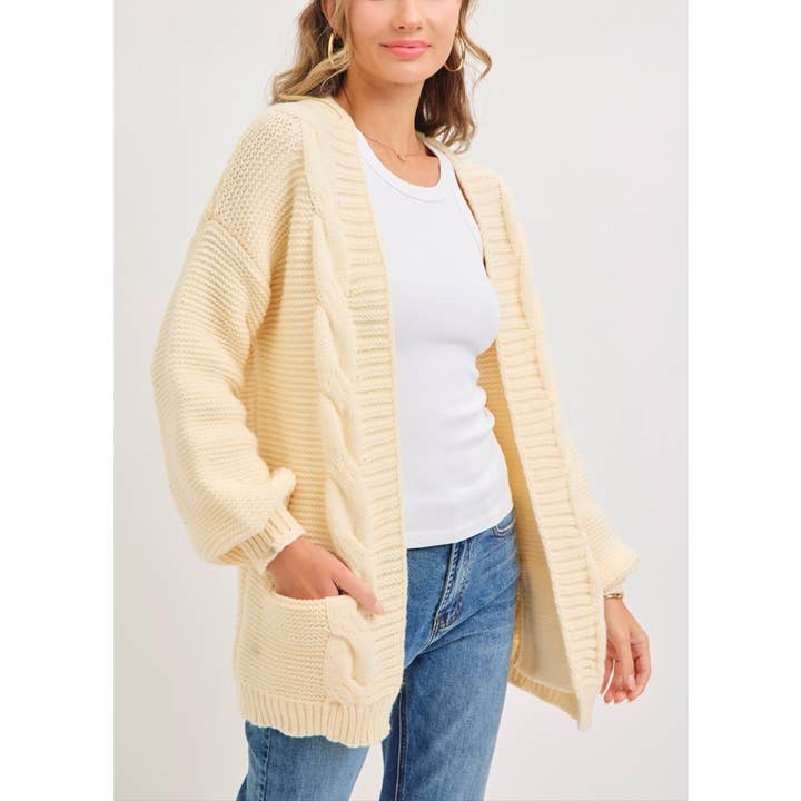 1401 Chunky Cable Stickad Kofta Perfekt Lagerplagg för wholesale av Coloring You