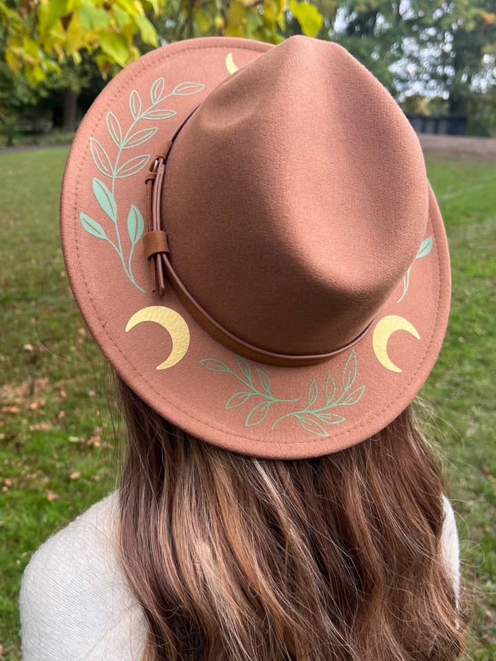 Fox & Fable - Vegan Felt Wide Brim Hat - Caramel - Fern Moon for wholesale by Witchwood Bags