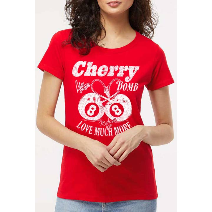 T-shirt à manches courtes col rond CHERRY BOMB pour la vente par Art by Forgrand