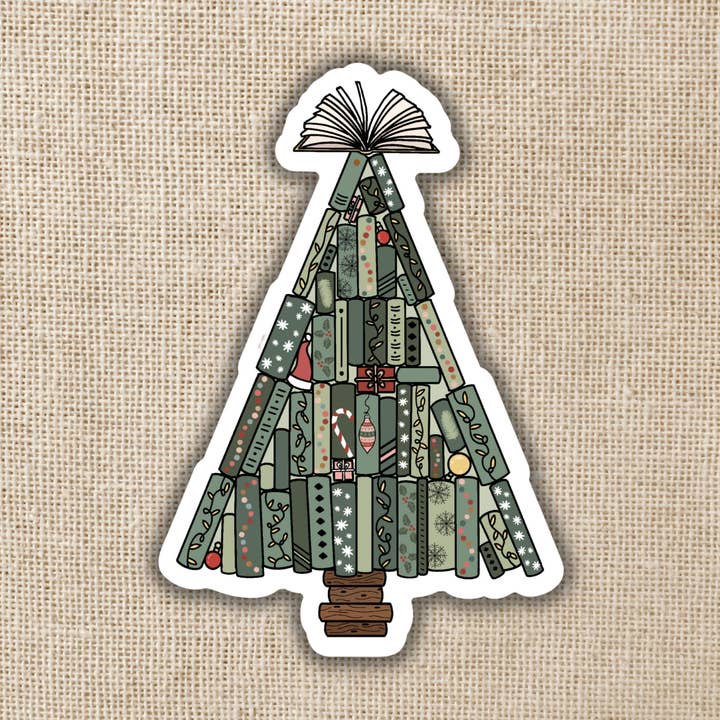 Book Christmas Tree Sticker, 3-inch for wholesale by Kingdom of Threads