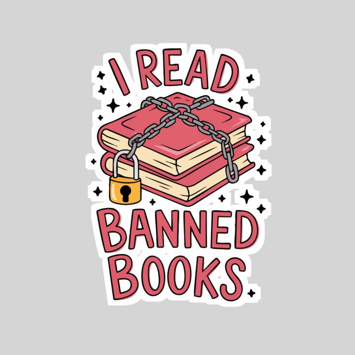 Purely Bookish - Wholesale Sticker - I Read Banned Books Book Reader Sticker β 3" Waterproof Bookish Sticker with Holo Overlay β Reading, Books, Reader Gift, Book Lover, Bookstore Merch