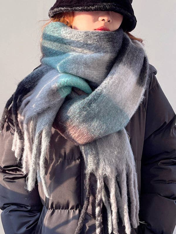 StyleGalX - Wholesale Scarf - Women's - Fashion Keep Warm Tasseled Checkered Shawl&Scarf1