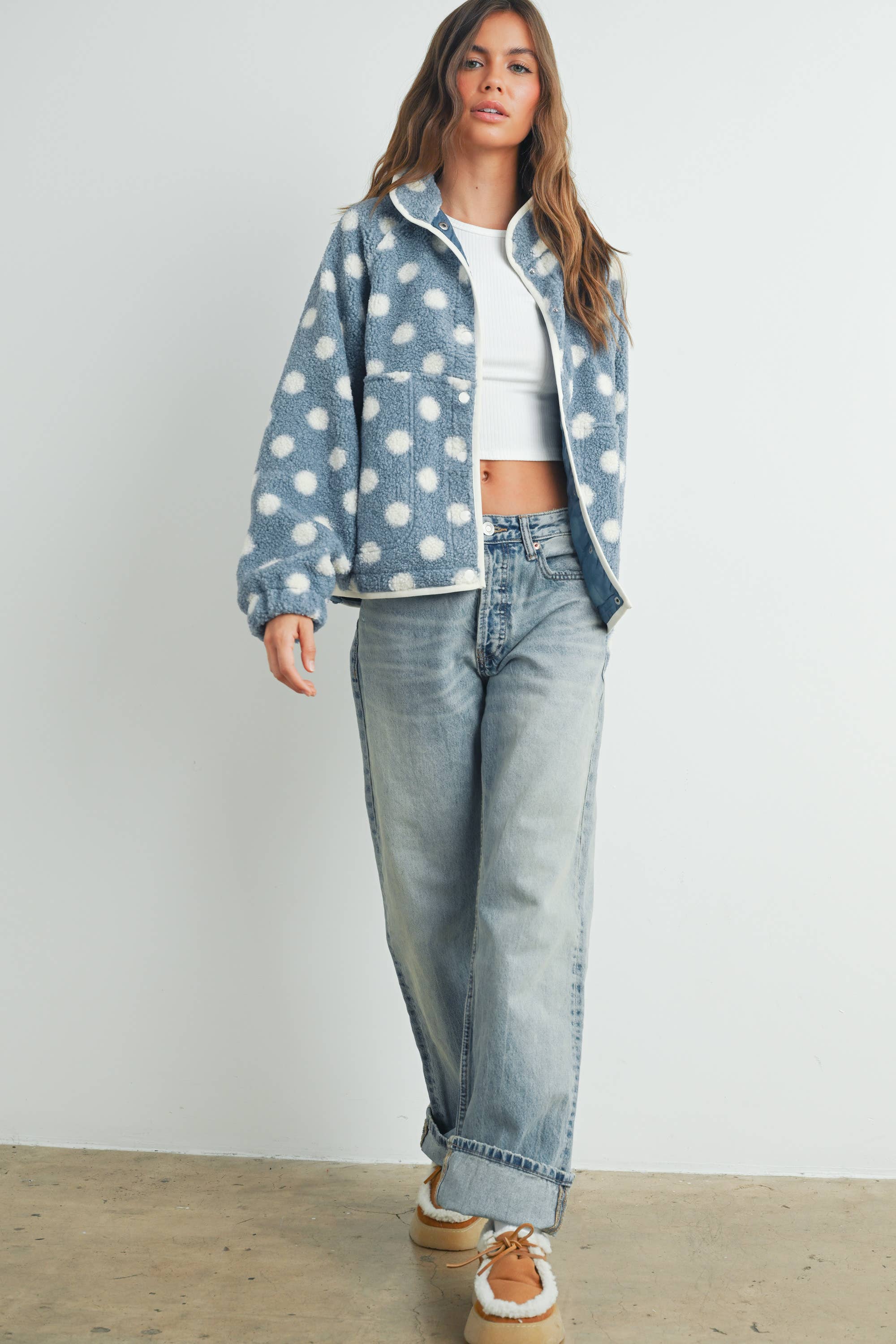 BUTTERMELON - Wholesale Jacket - Women's - Fall/Winter Polka Dot Button Down Jacket - BMJ742027