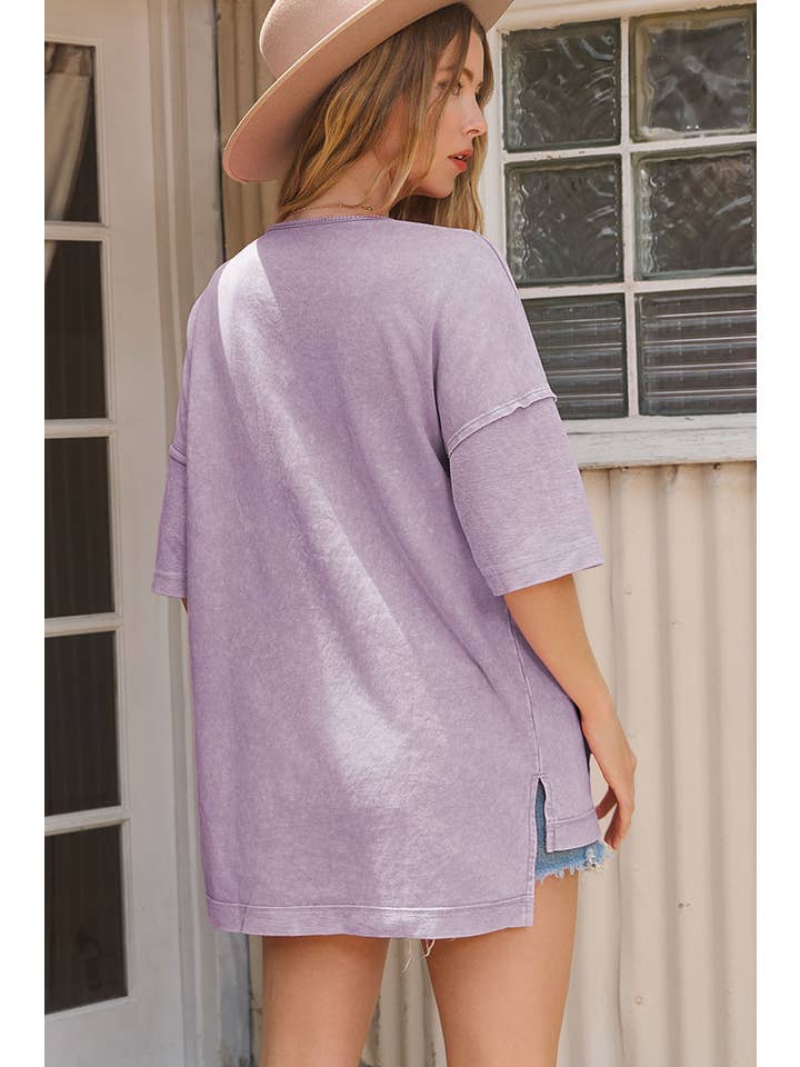 fashionworks - Wholesale Tunic - Women's - Fashion-W Mineral Wash Expose Seam Oversized Tee*S-2XL