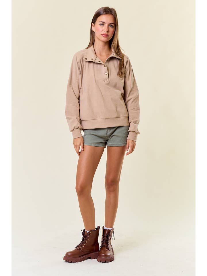 Doe and Rae - Wholesale Sweatshirt - Women's - Buttery Soft Brushed Knit Mock Neck Sweatshirt - 44637T