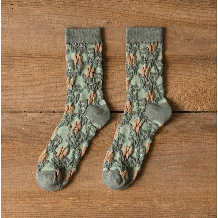 Assorted pairs pack pattern per pair min packs pairs JCS011 3D Vintage Floral Socks for wholesale on Faire8