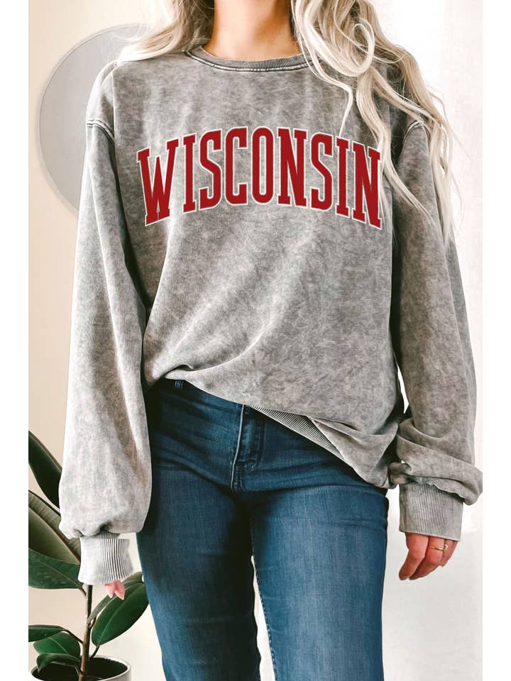 Rustee Clothing - Wholesale Graphic sweatshirt – Unisex - WISCONSIN PUFF PRINT MINERAL GRAPHIC TERRY SWEATSHIRT1